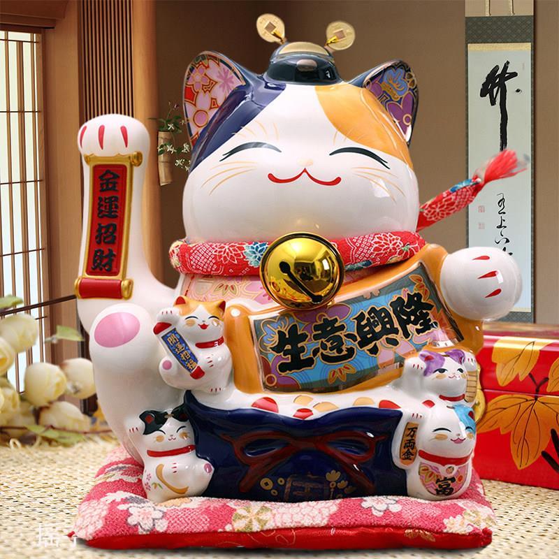 金石工坊招财猫摆件生意兴隆电动摇手特大号开业送礼品陶瓷发财猫