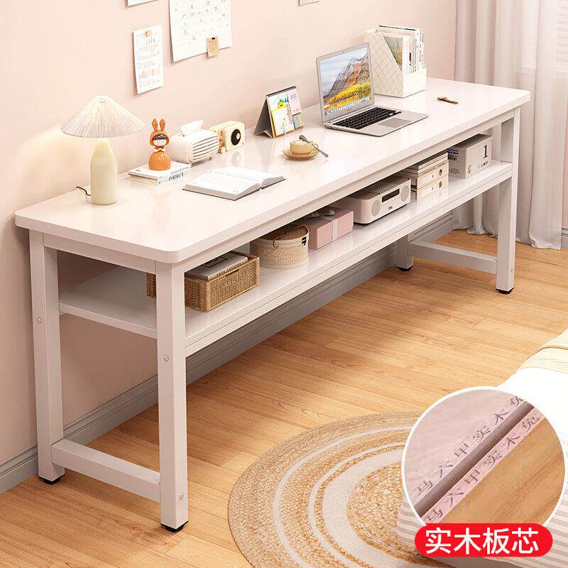 床边桌双层桌子实木书桌学生家用双人电脑桌小户型墙边床尾学习桌