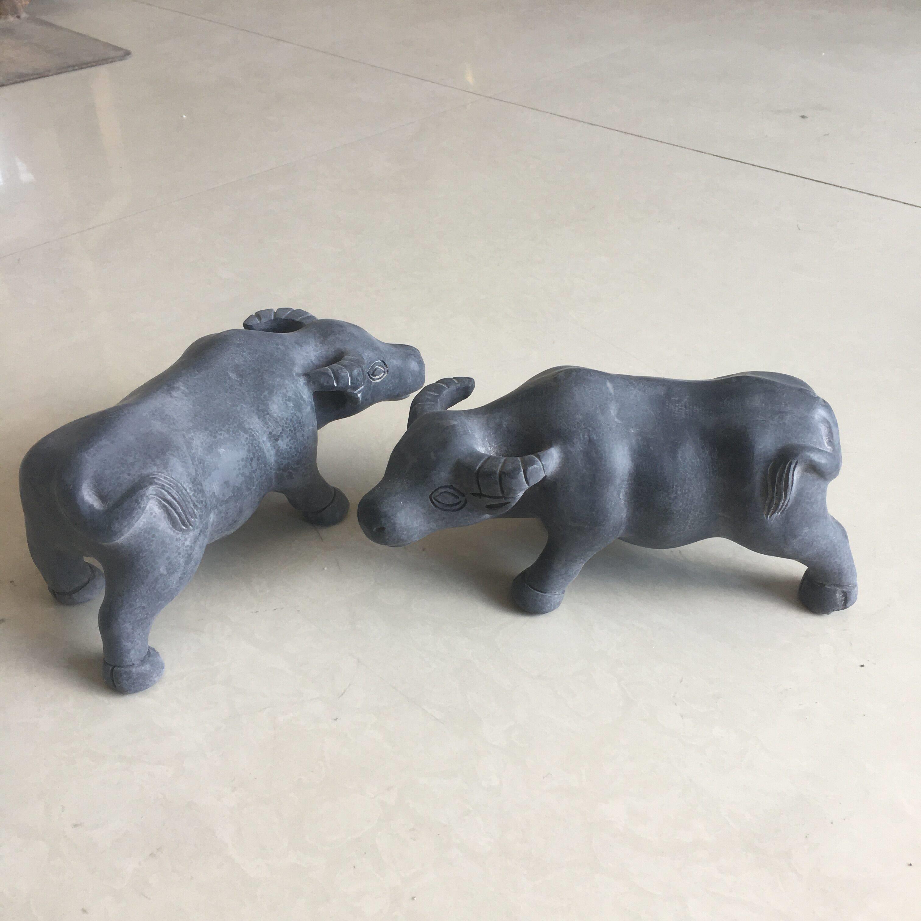 青石水牛石雕站牛摆件客厅水牛立牛十二生肖华尔街工艺礼品摆饰石