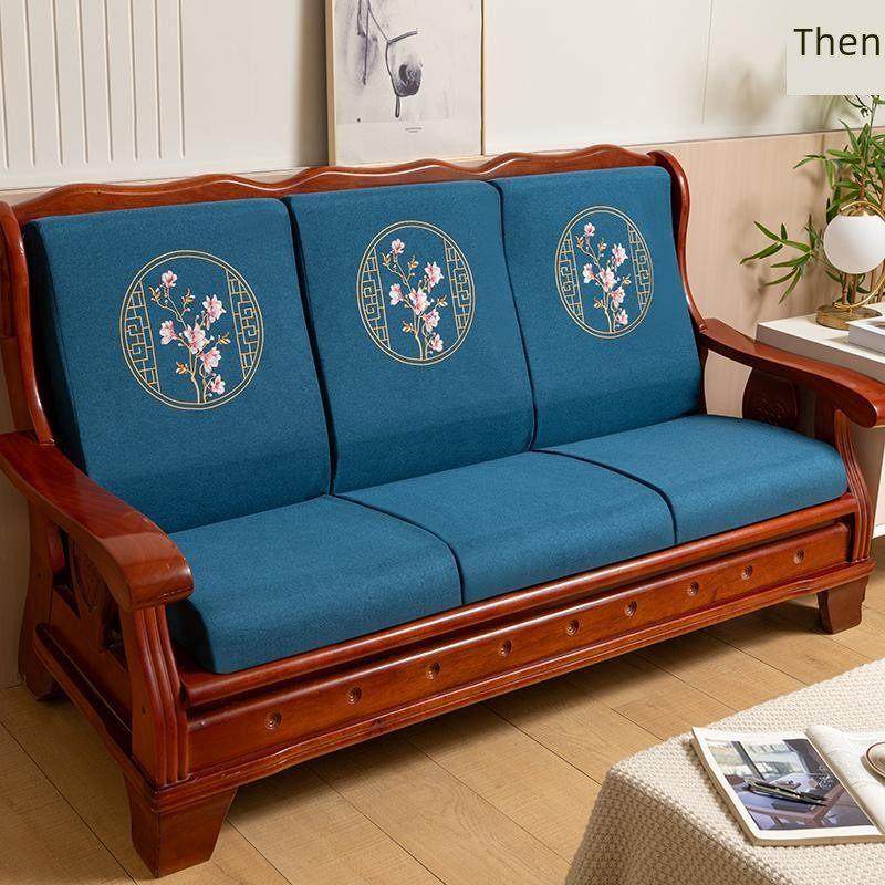 2025秋冬新款实木红木带靠背沙发垫老式一体式春秋椅垫海绵座垫