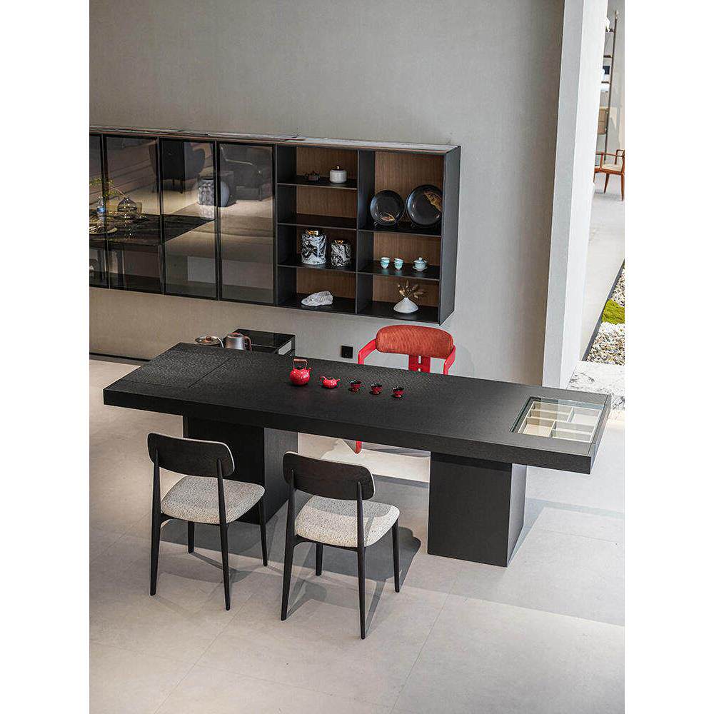 意式极简实木茶桌设计师别墅家用简约创意艺术大板泡茶台办公室