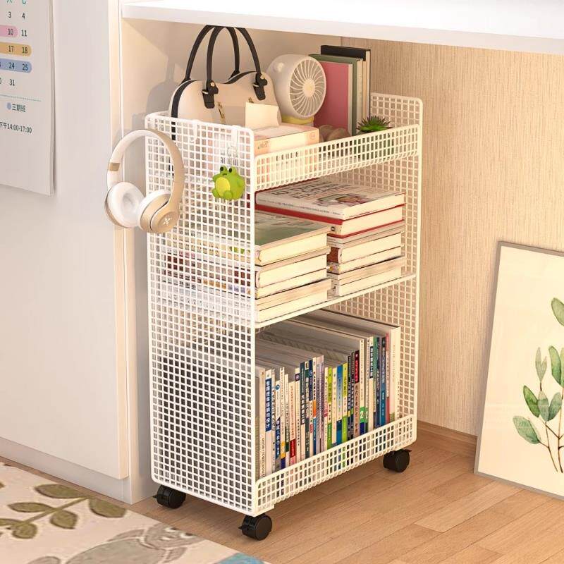 书本收纳箱滑轮书箱可移动学生教室用桌下书包桌面放书收纳盒书架