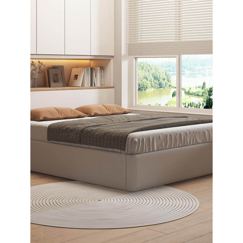 现代简约无床头实木床床架钢木排骨架储物榻榻米1.8米1.5皮床