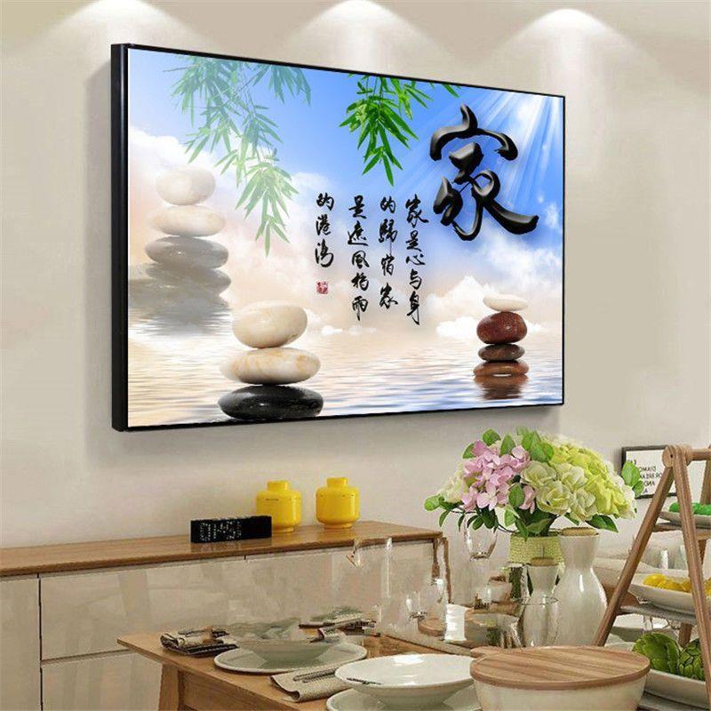 山水风景画家庭餐厅挂画简约空盒餐桌客厅壁画欧式室内空开餐厅