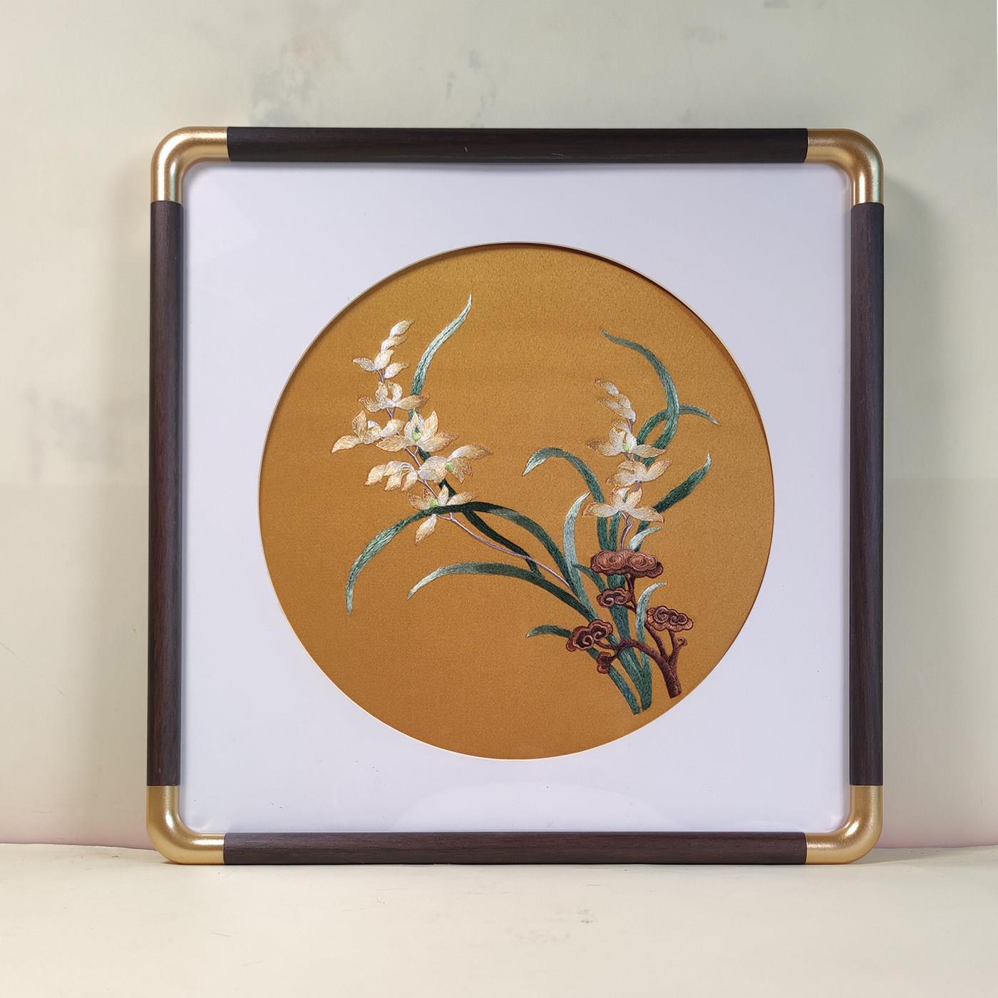 苏绣成品带框纯手工挂画新中式客厅玄关书房绣品装饰画非遗礼品