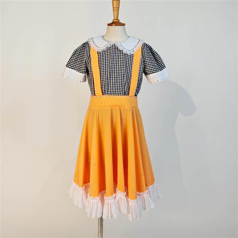儿童舞蹈服心中的红裙装小舞者独舞剧目演出服两件套