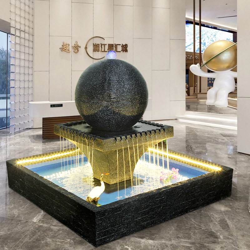 招财流水摆件循环水风水球开业送礼风水轮办公室客厅转运球装饰品