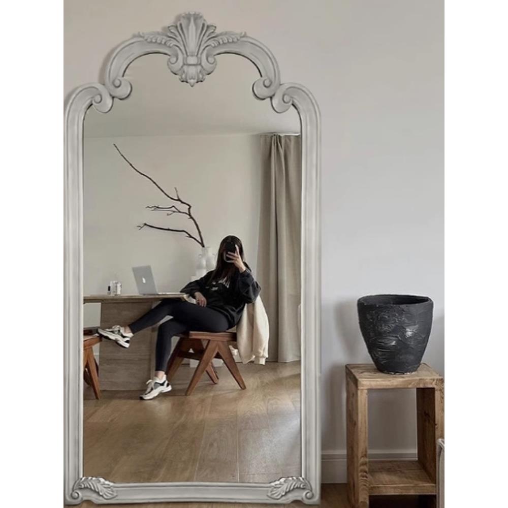 法式复古全身镜中古风落地镜卧室装饰镜客厅壁挂全身试衣镜子玄关