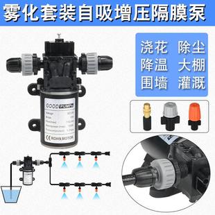 雾化喷头增压泵 高压12v自吸泵花园喷雾器大流量隔膜泵220v喷雾头