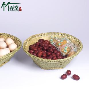 收纳筐家用 手工竹编水果点心小吃篮 大号鸡蛋筐 青丝篾 洗菜篮子