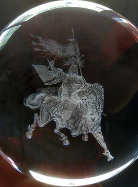 格萨尔王佛像内雕摆件家居装饰保平安客厅玄关办公室人造水晶球