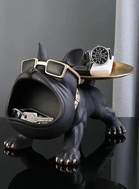 狗狗玄关钥匙收纳摆件轻奢家居客厅茶几多功能遥控收纳创意装饰品