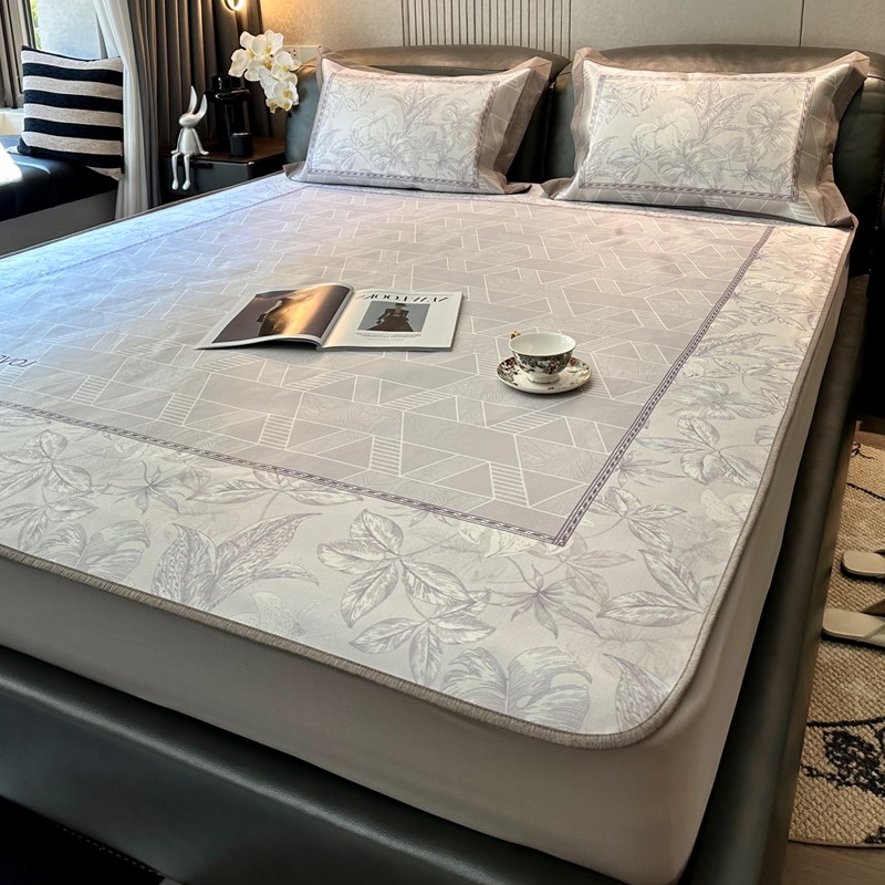 复古风轻奢花卉冰丝凉席三件套可水洗空调席床笠款1.5m/1.8米夏季