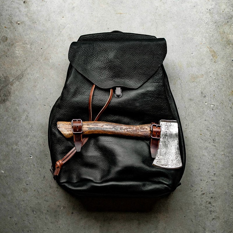吉卡尼法式复古!手工制作包包男士经典植鞣牛皮旅行双肩背包