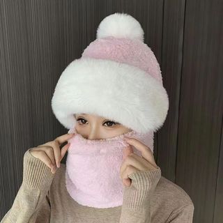 帽子女款冬季2024p新款保暖骑车防风面罩冬天加厚护颈脖套围脖一