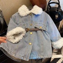 女童加绒保暖牛仔外套202v4新款韩系儿童中长款加厚秋冬装连衣裙