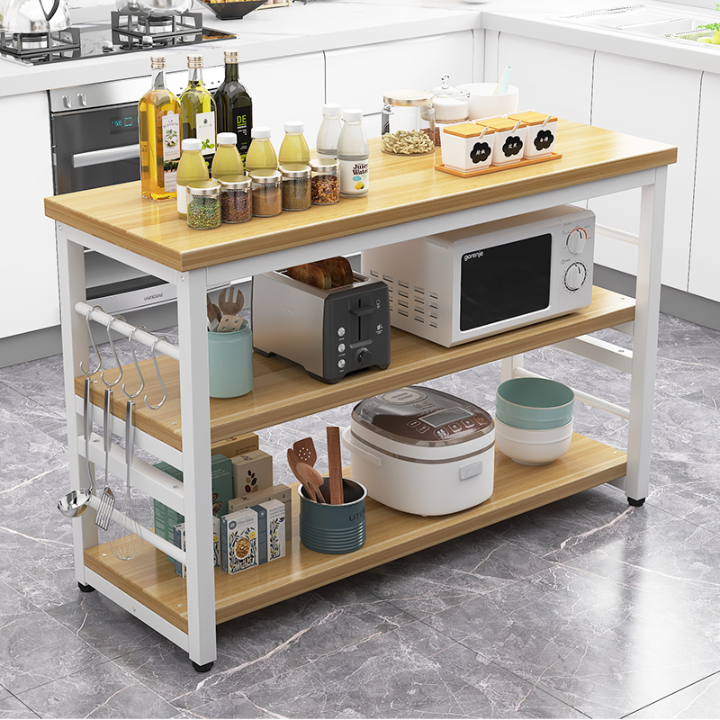 厨房置物架落地多层切菜桌多功能微波炉家用简易长方形小长桌定做