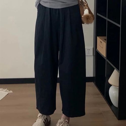 薄款黑色奶奶裤女夏季大码胖mm休闲萝卜灯笼裤显瘦九分阔腿气球裤