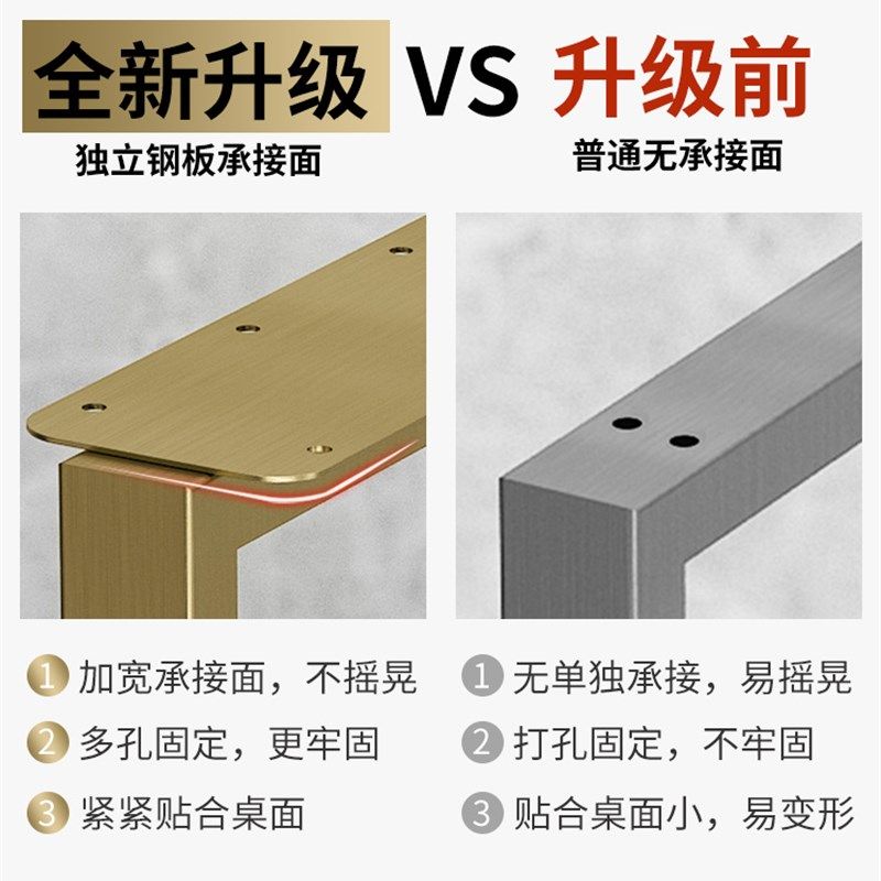 不锈钢桌腿吧台脚拉丝餐台茶几金属落地桌脚办公大板书桌支撑定制