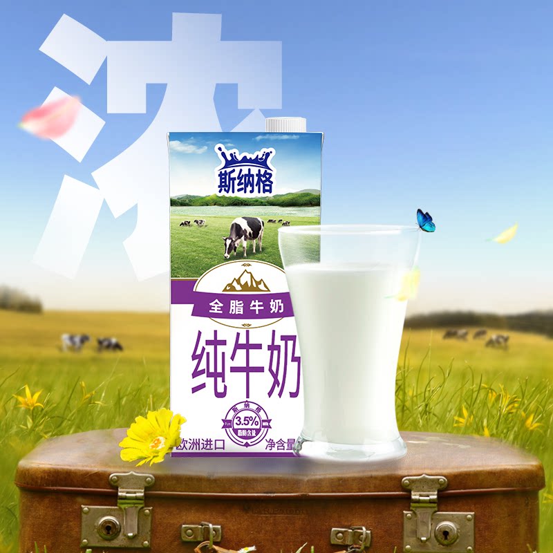 德国原装进口全脂高钙纯牛奶斯纳格1l*12盒整箱大容量家庭装