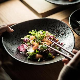 圆盘陶瓷盘子菜盘家用异形创意寿司盘碟餐具沙拉盘西餐盘平盘 日式