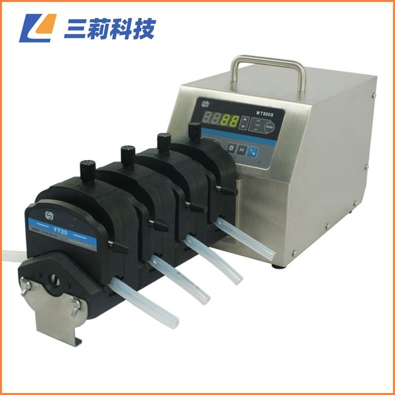 WT600S调速蠕动泵 YT15泵头不锈钢机壳四通道蠕动泵