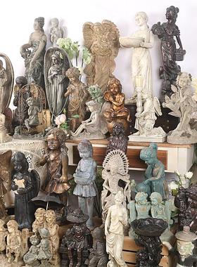 欧式复古做旧树脂人物摆件家居户外庭院摆放阳台装饰落地创意道具