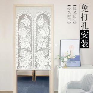 布艺田园蕾丝门帘隔断帘挂帘客厅卧室厨房窗帘布帘免打孔家用 日式