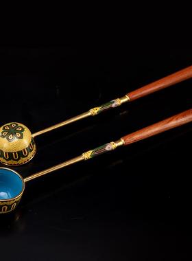 佛具用品浴佛勺景泰蓝铜勺子黄铜寺院浴佛节太子佛沐浴淋水勺长柄