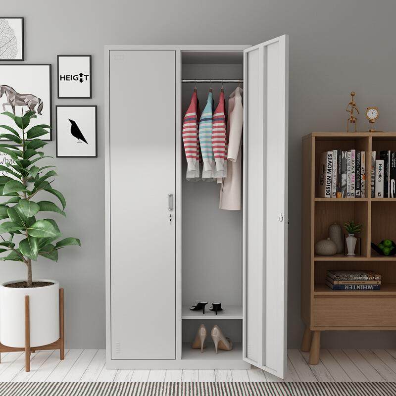 钢制更衣柜二门铁皮储物柜家用换衣柜健身房存储柜员工带锁更衣柜