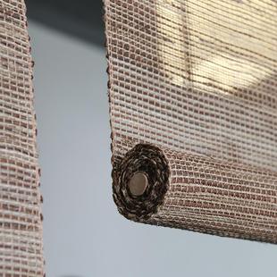 窗帘隔断帘装 定制窗帘手工苎麻茶室卷帘日式 饰门帘升降夏布田园帘