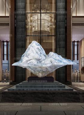 中式酒店大堂售楼处大型不锈钢铁艺抽象假山镂空吊饰创意落地摆件