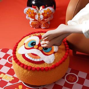 禧策国潮新年抱枕客厅坐墩蒲团榻榻米懒人地上看书坐垫方形靠枕