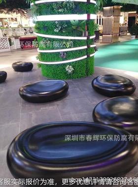 玻璃钢闲座椅商场CH-54566户外休仿鹅石坐凳景观卵公园椭圆真石头