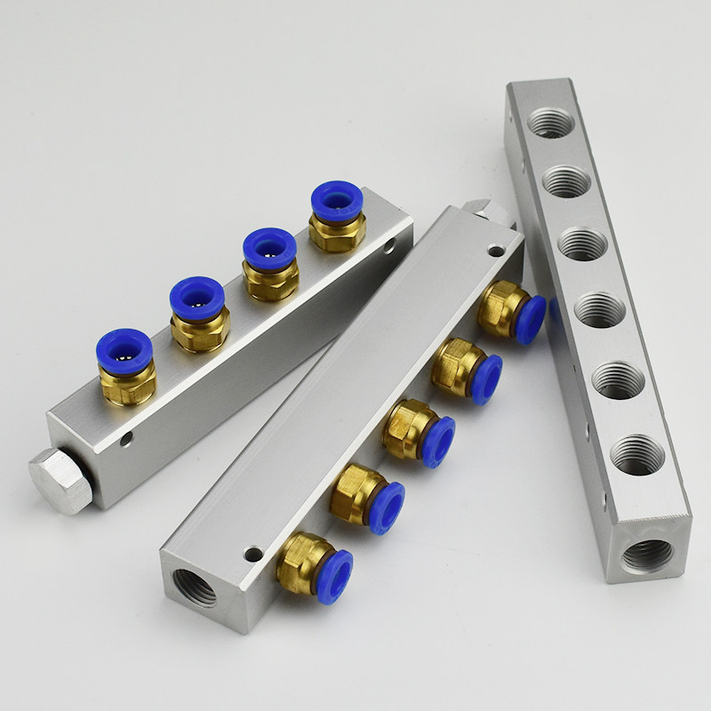 气动多管路分气排分气块空气路分配器直通分流排气W管快速接头分