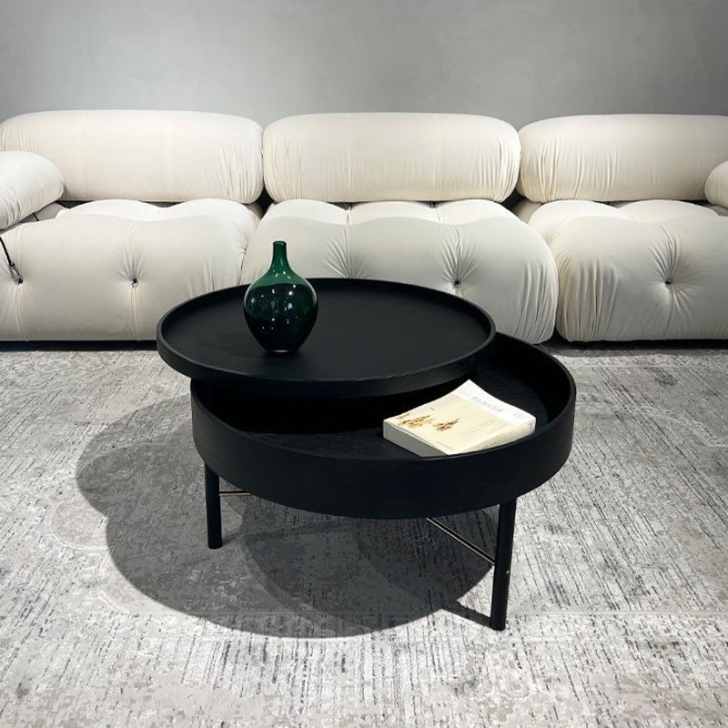 茶几客厅家用202l4新款小户型现代简约铁艺奶油风边几圆形茶桌组