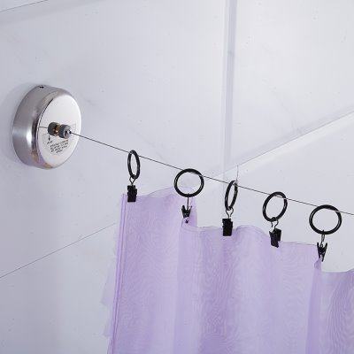 免打孔伸缩窗帘轨道配件铁钢丝挂道线隔断帘拉线绳子浴室神器晾衣