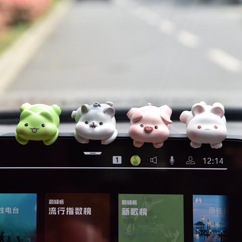 汽车屏幕导航摆件创意中控台可爱小动物车饰卡P通车内摆件装饰用