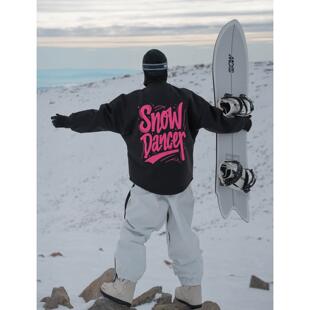 雪否 大文字单板滑雪防水over size宽松加绒百搭男女室内滑雪卫衣