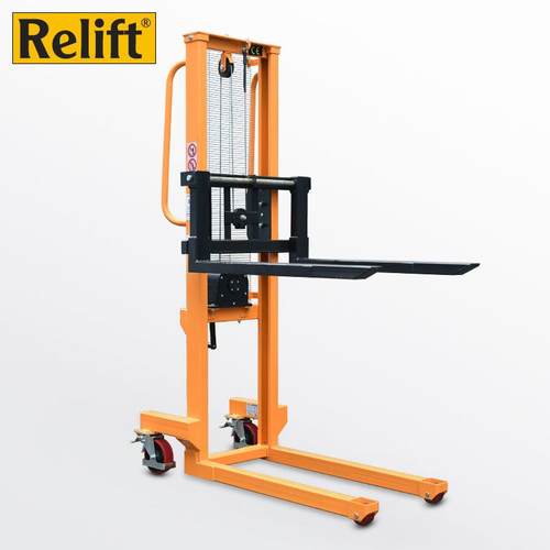 手摇液压堆高车虎力叉车同款WS100钢丝绳绞盘手动升降叉车