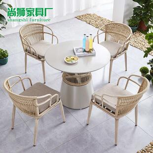 拉防水防晒绳桌椅北欧阳台ZF4005C桌椅三件休闲编绳店椅酒家具户