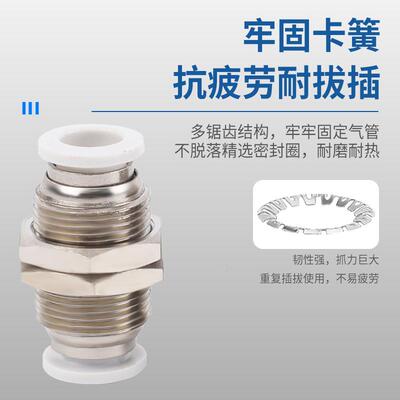 P隔板快插气管接头 PM4/6/8/接10/1/16快速接头隔52板直M通2气动