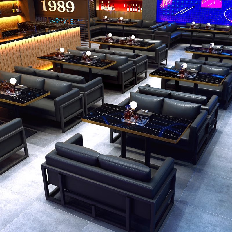 工业风馆吧清吧音乐咖啡厅休闲酒吧F卡座沙发餐桌椅组合休息区酒