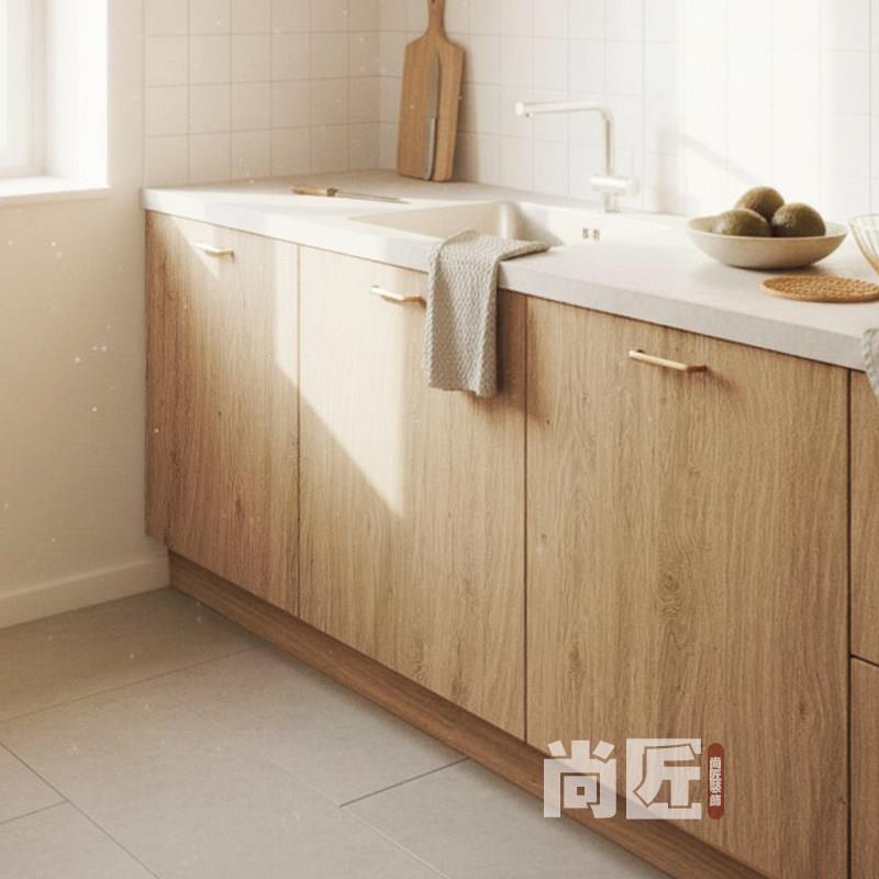 原木风厨房柜门子家具翻新贴膜灶台改色加厚仿木纹防水耐高温阻燃