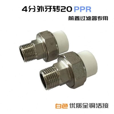 前置过滤器配件 4分外牙转20PPR热熔全屋中央净水专用全铜活接头