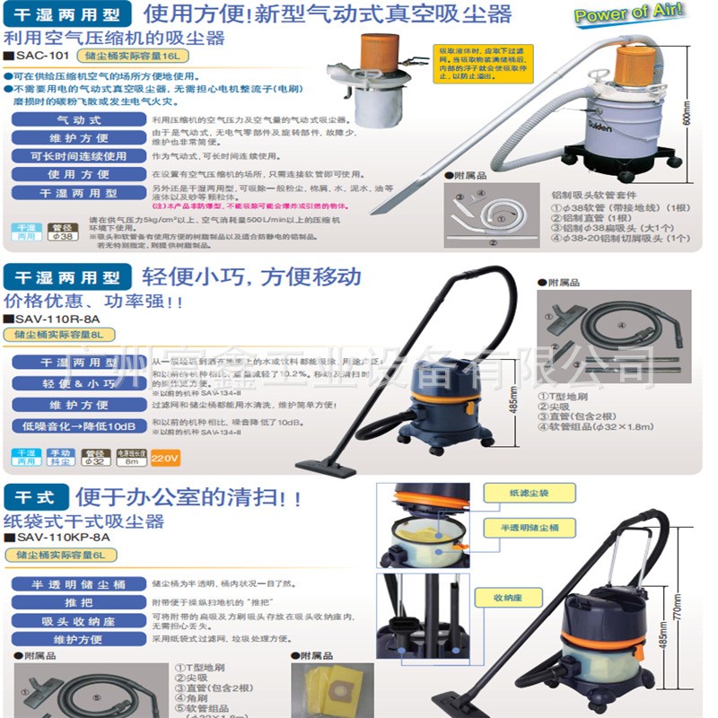 日本SUIDEN瑞电纸袋式干式吸尘器便于办公室的清扫;SAV-110KP-8A