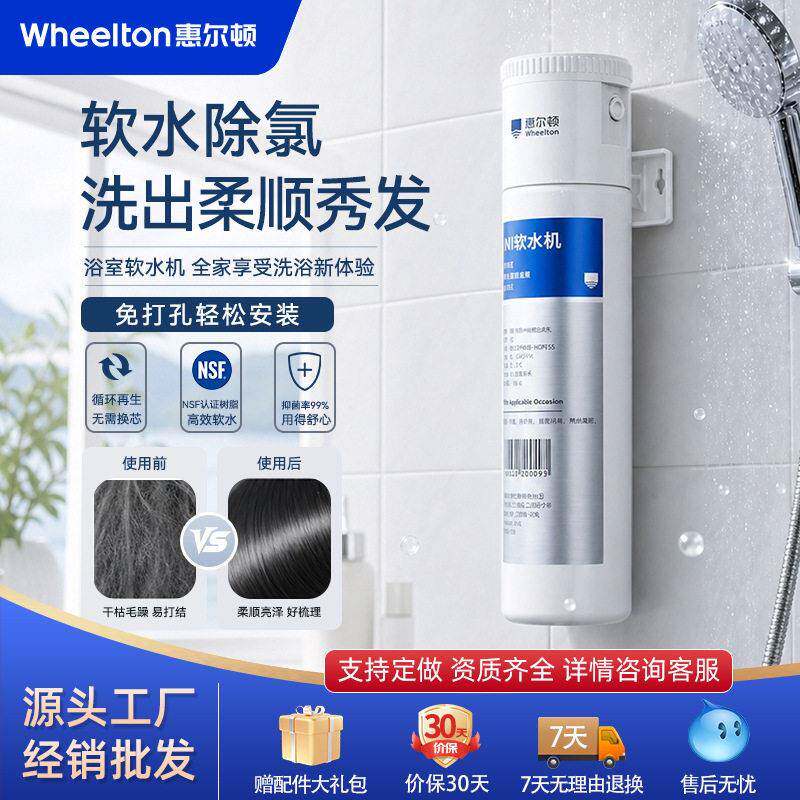 惠尔顿小型迷你软水树脂阻垢花洒前置过滤器家用洗脸淋浴洗衣机