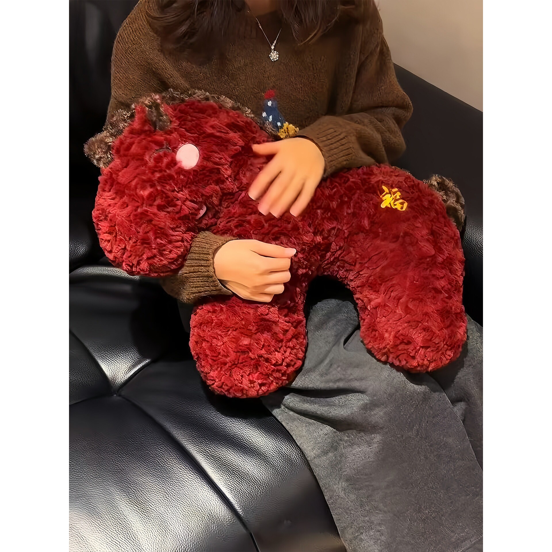 福运小马抱枕2026马年吉祥物沙发靠枕新年喜庆布置家用高颜值新款