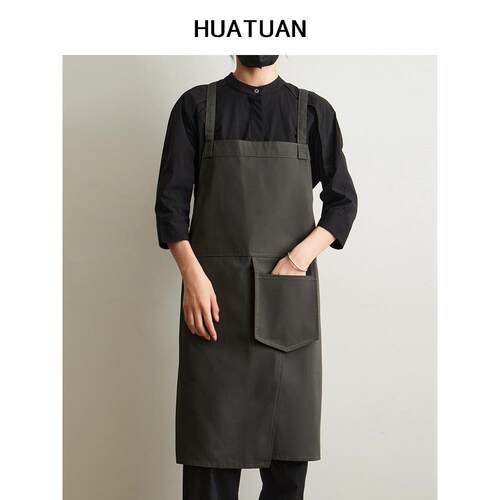 帆布防水餐饮理发师咖啡火锅书店绘画厨房工作服围裙定制印刷的男