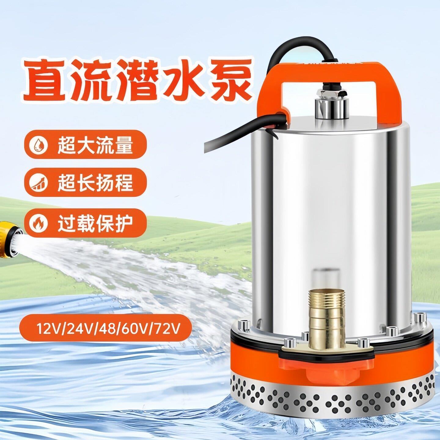电动车用抽水泵12v24v36v48v72v伏农村浇地锂电池潜水泵浇菜农用